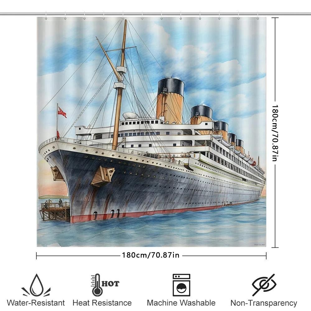 Vintage Titanic Shower Curtain 3D Printed Waterproof Fabric Nautical Bathroom Decor Wall Hanging Custom Size Available For Purch