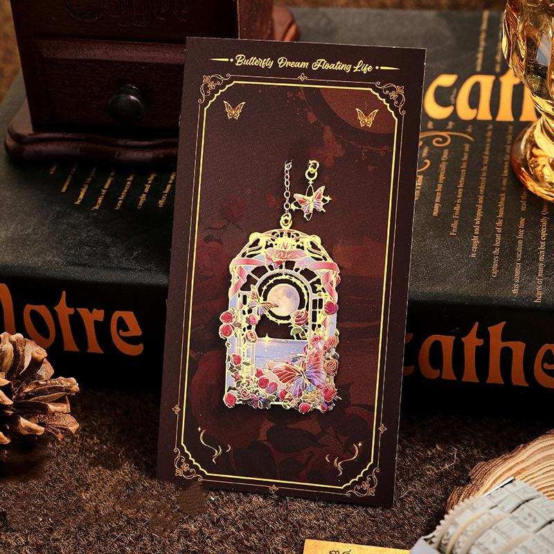 

Star Moon Compass Metal Chain Bookmark Hollow Enamel Page Marker Book Clip Reading Accessory For School Office Home Teacher Gift червоний