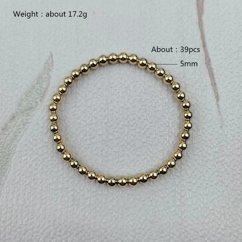 Fashion Jewelry Gold Plated Waterproof Metal Ball High Quality Smooth Diameter 3/4/6/8mm Elastic Stainless Steel Bracelet