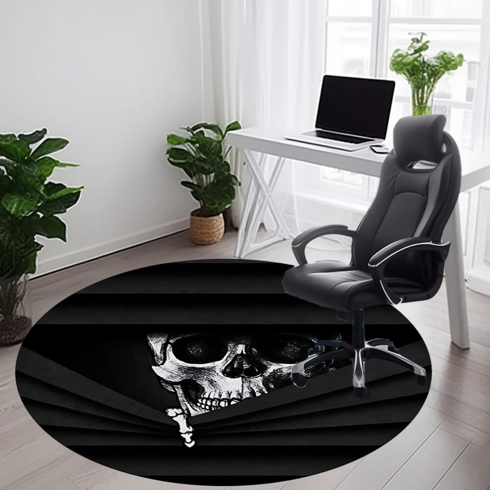 1pc Skull Pirate Office Round Area Rug, Mat Suitable For Office, Under Office Chairs Bedroom Living Room Home Decor, Room Deco