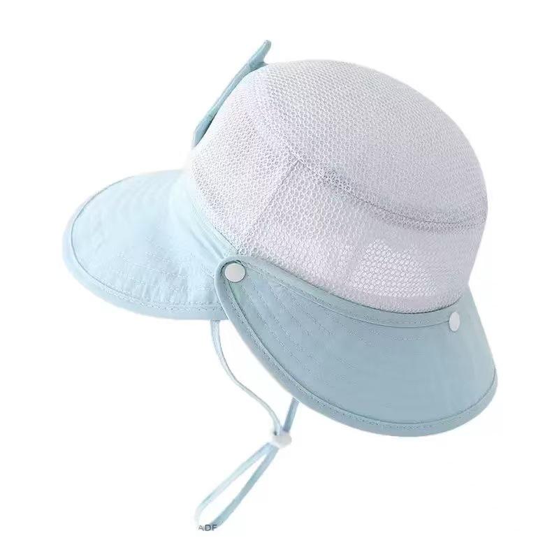 Children's Sun Protection Hat with Detachable Shawl - Wide Brim, Quick-drying, Breathable, Trendy Summer Fisherman Style for Boys and Girls.