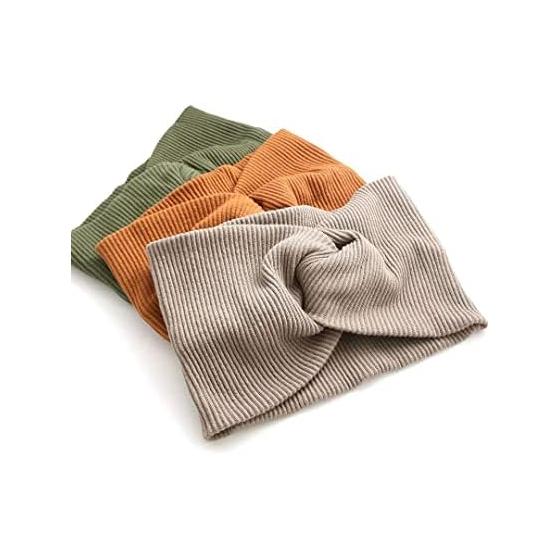 Ventaine Rib Turban Hair Band Wide Cross Hair Band Casual Simple Volume Hair Accessory HB-99-MOC- Mocha