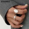 XIYANIK Irregular Geometric Adjustable Opening Rings For Women Girl Vintage Fashion New Jewelry Gift Party Anillos