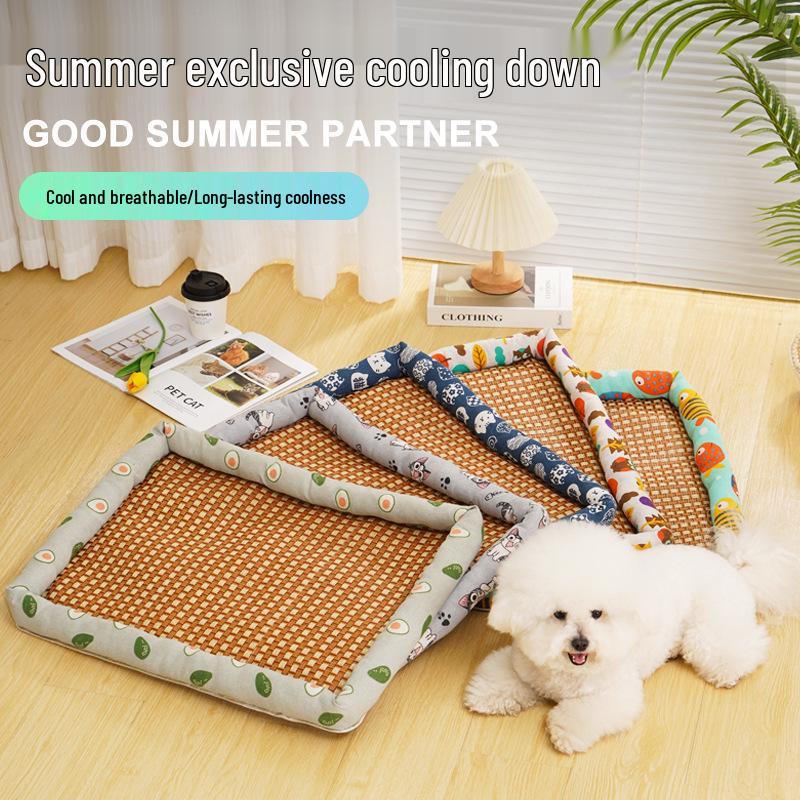 Pet Cooling Mat: Summer-Ready Nest for Cats & Dogs - All-Season Rattan Bed.