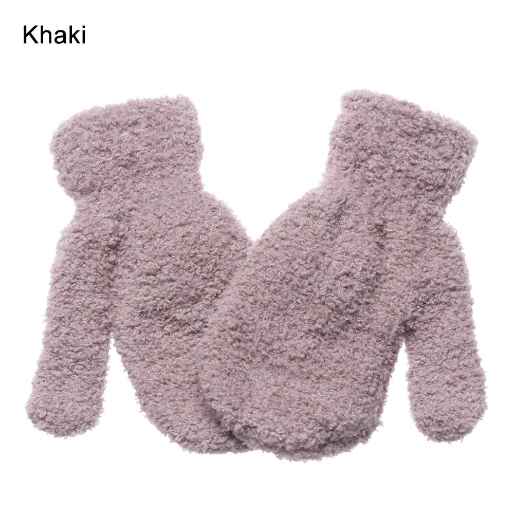 Hot Sale Winter Soft Warm Baby Lovely Full Fingers Kids Gloves Coral Plush Mittens Candy Color