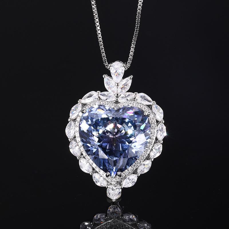 Jewelry Bird'S Nest Cut Retro Large Heart Pendant Necklace Main Stone 20 * 20