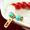 Genuine Cinnabar and White Jade Peace Bracelet - Natural Chinese Style Women's Gift