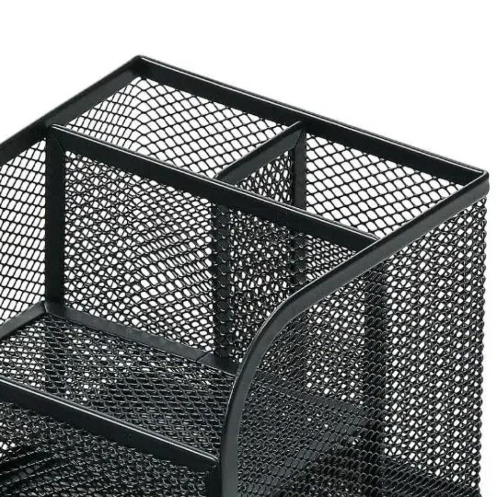 Drawer Style Desk Stationery Organizer 4 Grid Pencil Storage Rack Metal Pen Holder Box  Student