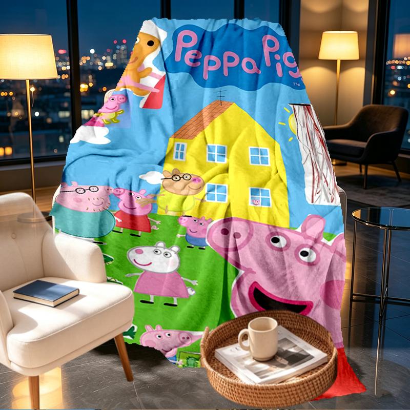 Peppa Pig Print Blanket - Soft & Comfortable, for Bedroom, Travel, Sofa, Home Decoration - Birthday Christmas Gift for Friend