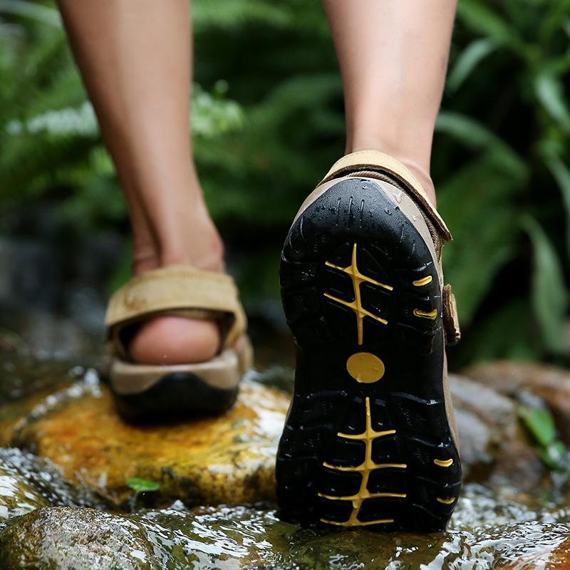 Summer Men Sandal Leather Mens Casual Shoes Outdoor Men Leather Sandals for Men Beach Shoes Roman Shoes Plus Size 38-48