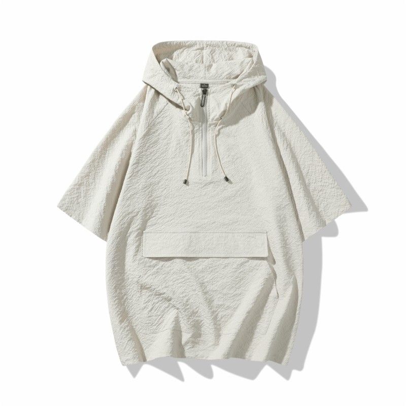 Wassup Thin Short-Sleeved T-Shirt Men's Summer 2025 New Hooded Top Outdoor Sports Casual T-Shirt