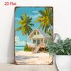 2D Flat - [2D Flat Printing] 1pc Beach House Palm Tree Pattern Aluminum Sign, Full of Summer Vacation Atmosphere, Premium Aluminum Material, 20.32X30.