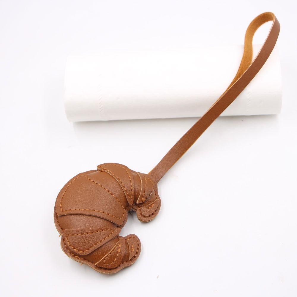 Car Keyring Croissant Keychain PU Leather Bag Pendant Multi-color PU Leather Hanger  Men