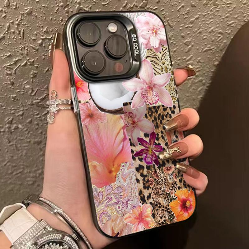 Leopard Print Star Flower Plating Hard Phone Case For IPhone 17 Air 16 15 14 13 12 11 Pro Max Plus Funda Case Cover Bumber Cover
