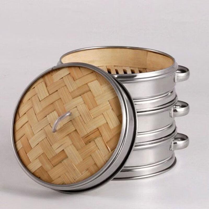 777 Stainless Steel Steamer Rack & Bamboo Basket Set