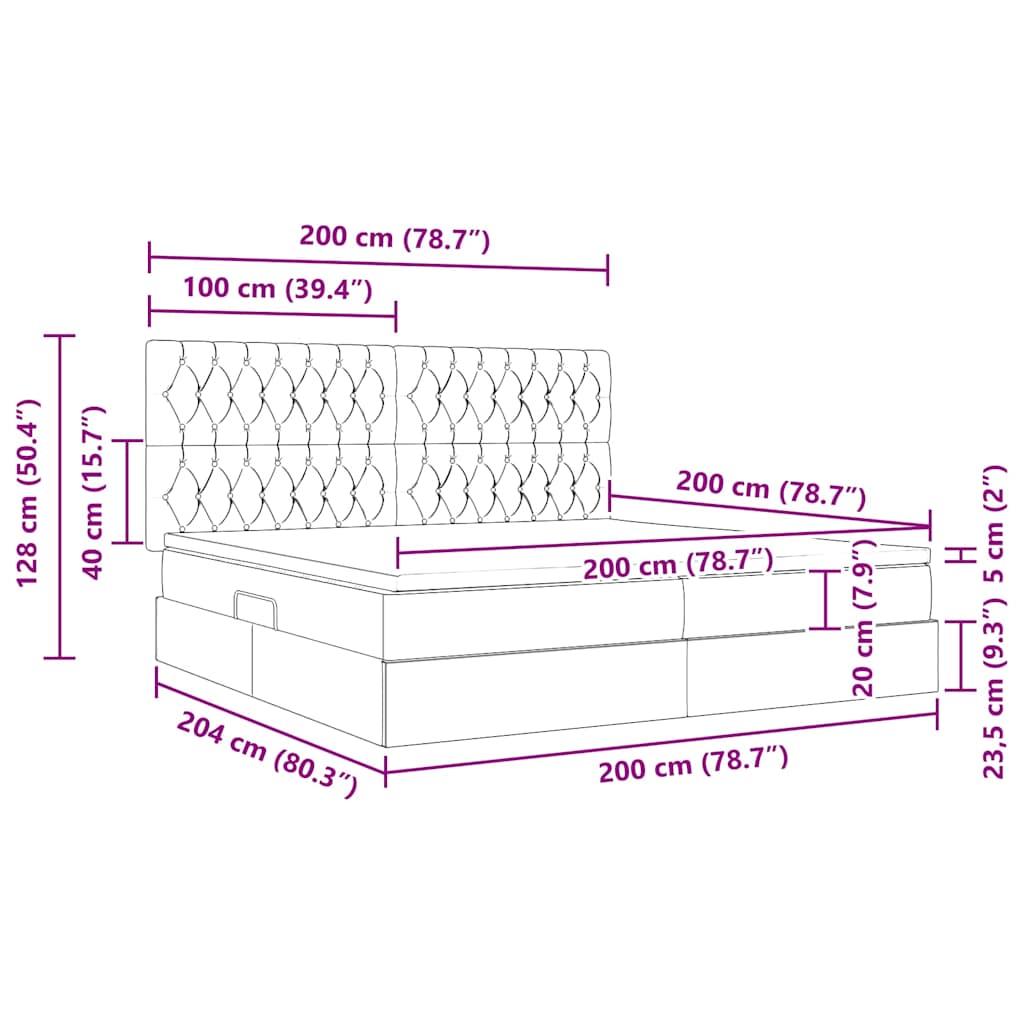 LED Storage Bed with Mattress Light Grey 200 x 200 cm Velvet