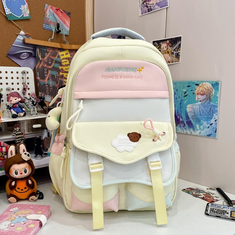 New high-value, fresh and sweet backpack, color-contrasting splicing large-capacity backpack for junior and high school students