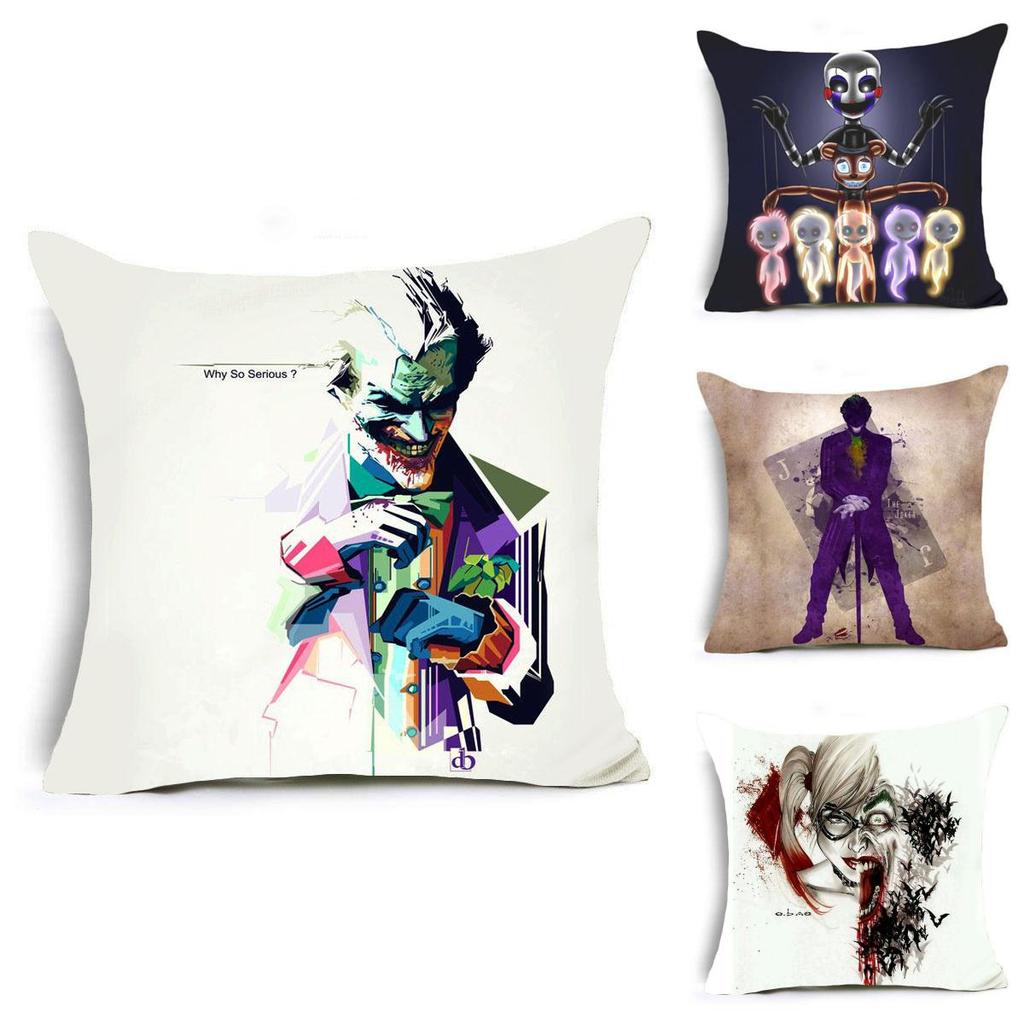 Stylish 18'' Harley Quinn Joker Polyester Pillowcase With Classic Cartoon Design