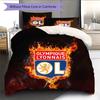 Olympique Lyonnais Pattern Bedding Quilt Set  Home Decoration  Gift (1 * duvet cover + 2 * pillowcase  without core)