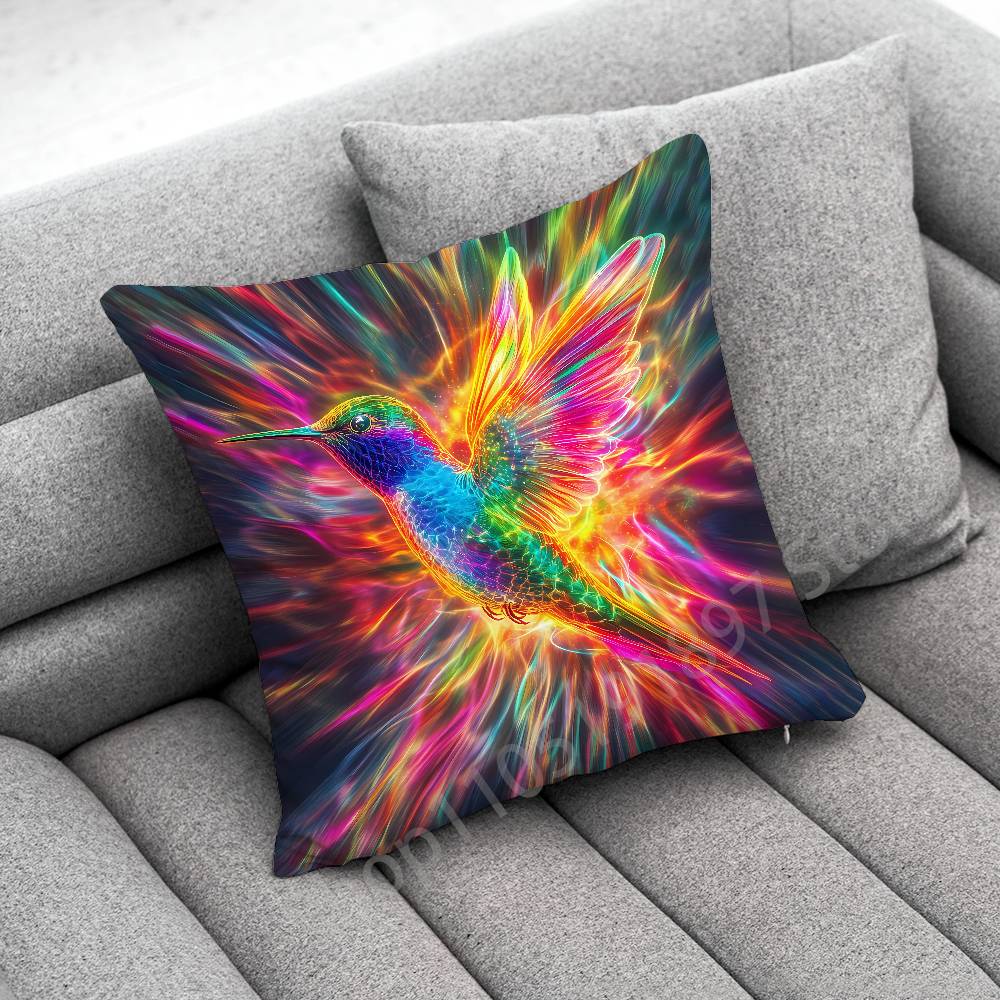 Colorful Bird Hummingbird Throw Pillow Case For 50x50cm 30x30cm 55x55cm 45x45cm 40x40cm Square Bed Pillowcase Cover