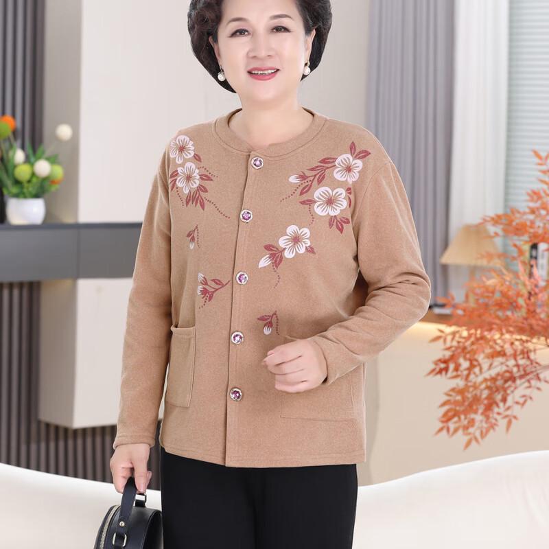 YUZHAOLIN Elderly Women's Thickened Thermal Cardigan Top