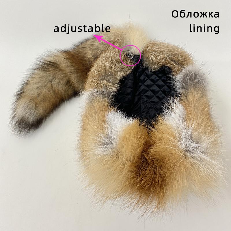 New Women Natural Fox Fur Caps for Winter Thick Warm Ear Fashion Ushanka Hat Baseball Pom Pom cap Lady Real Fox Fur hats