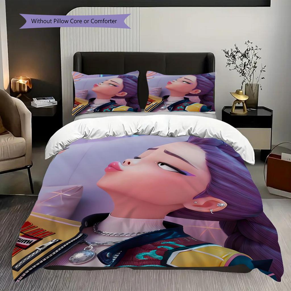 Vibrant Fashion Bold Expression Three-piece set (1 * duvet cover + 2 * pillowcase, without core) 2D Flat Duvet cover and pillowcase