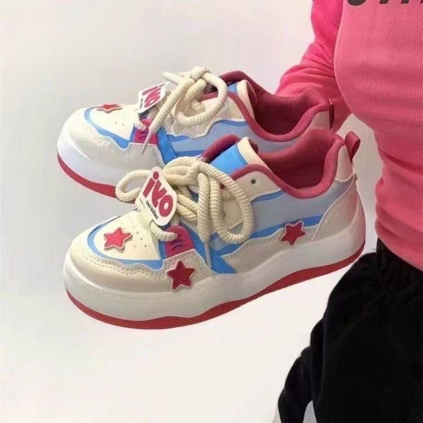 Campus wind stars platform white shoes women's design shoes spring and autumn new versatile skateboard shoes