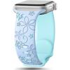 Embossed Floral Silicone Apple Watch Strap: Unisex, Sports, Two-Tone, Infinity Buckle.