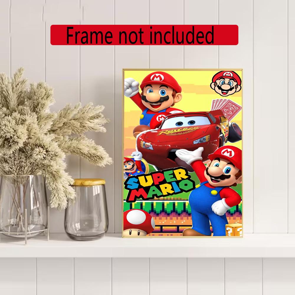 Mario 5D Diy Diamond Painting Round Diamond Mosaic Suitable For Beginners Diamond Painting Rhinestones Gift Frameless