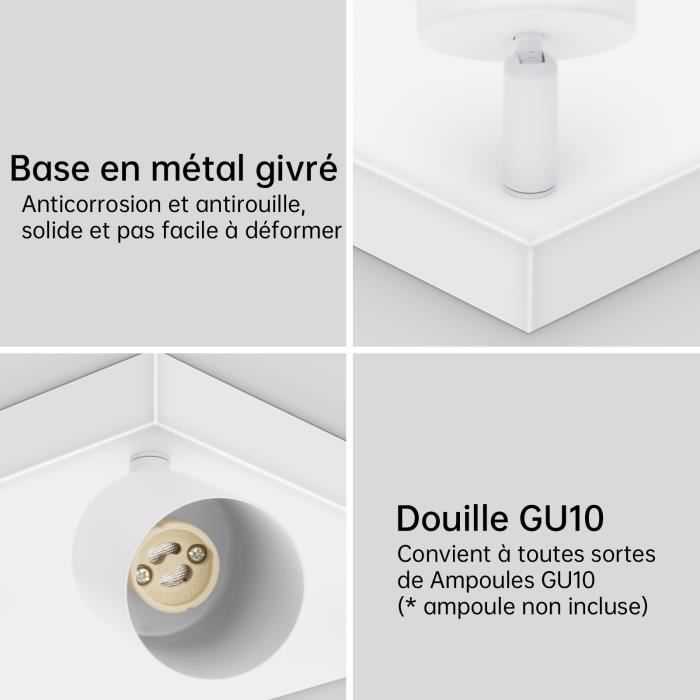 Plafonnier - Kambo - 4 Spots - Blanc - Moderne - GU10