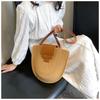 New High-end Straw Woven Bag Women's Semicircular Hand-woven Bag Versatile Large-capacity Seaside Vacation Beach Bag