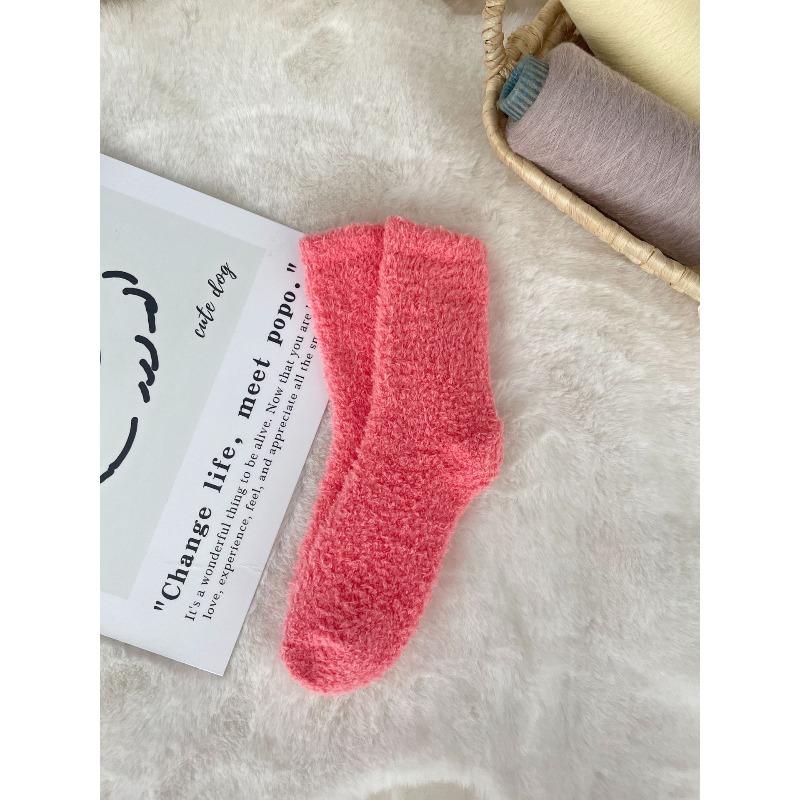 Nicht fusselnde Korallenfleece-Socken, Damen Einfarbige Haussocken, Halbfleece-Socken, Schlafsocken, Warme Fleece-Socken, Fleece-Bodensocken