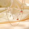 Wind Girl Niche Stainless Steel Imitation Pearl Cherry Three-Piece Necklace, Jewelry Nc-2382