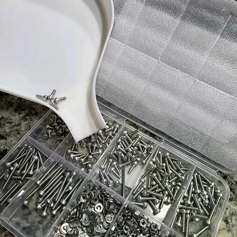 Funnel Tray With Barrier Plug Screw Nut And Bead Storage Tools Plastic Small Items Storage Box Tools Tray Portable Sorting Tray