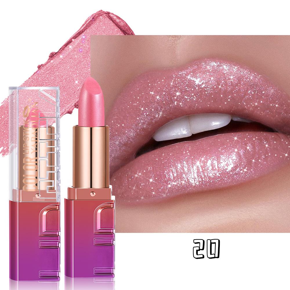 Shimmery Pearl Glossy Lipstick Gold Sparkles Ultra Pigmented Metallic Lip Tint Diamond Glam Luxury Bold Glitter Lip Makeup