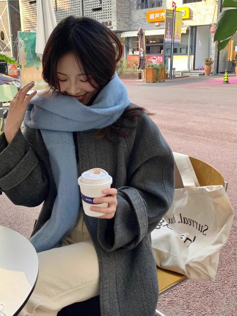 Korean version of wool plaid scarf women's winter new fashion versatile thickened warm student couple plush scarf men