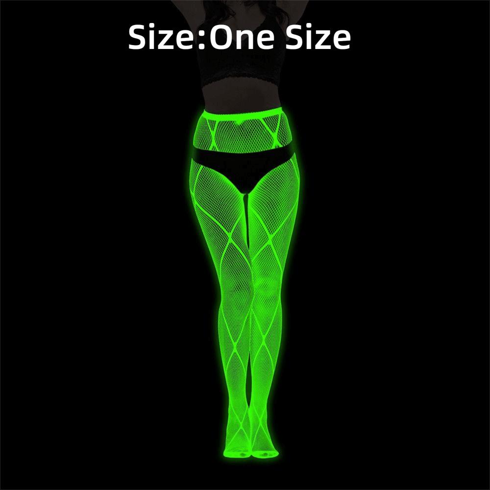 Fashion Spandex Glow In The Dark Stockings Fishnet Nylon Noctilucent Stockings Noctilucent Shiny Pantyhose Women