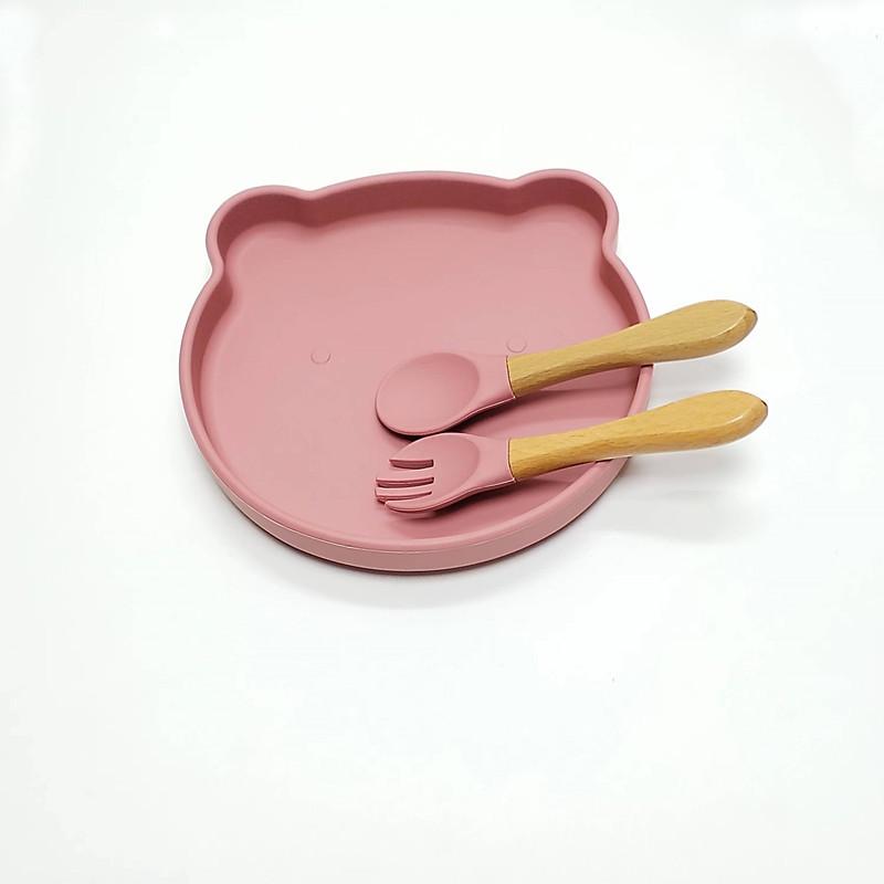 Non-Toxic Children'S Silicone Suction Cup Dinner Plate Bear Complementary Food Dinner Plate Food Grade Baby Learn To Eat Training Tablewar