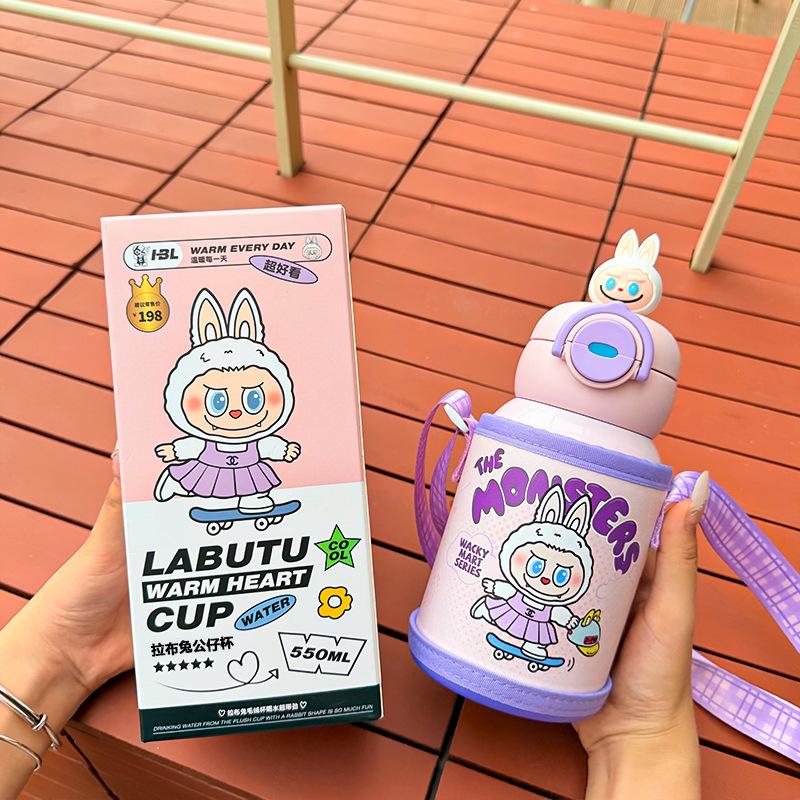 Large Capacity Double Drink 316 Thermos Cup Cute High Value Children's Straw Cup Student Portable Water Cup