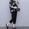 Plus Size Plus Size Women's Short-sleeved Fashionable Suit To Cover Belly Fat Mm Loose Slimming Two-piece Set
