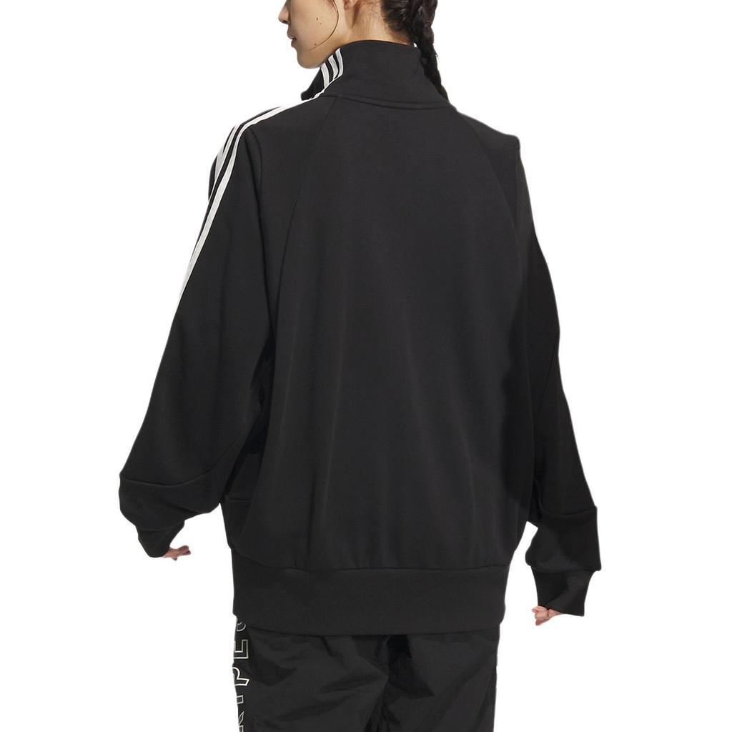 adidas Felpa Sportiva in Maglia a 3 Strisce Stile Retro Colletto Alto Giacca Casual con Striscia Laterale Giacca Unisex Nero JI6649