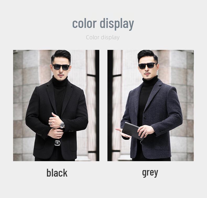 2024 Winter Men's Wool Cashmere Short Lapel Jacket - Double-Sided Nisi Collection for Middle-Aged