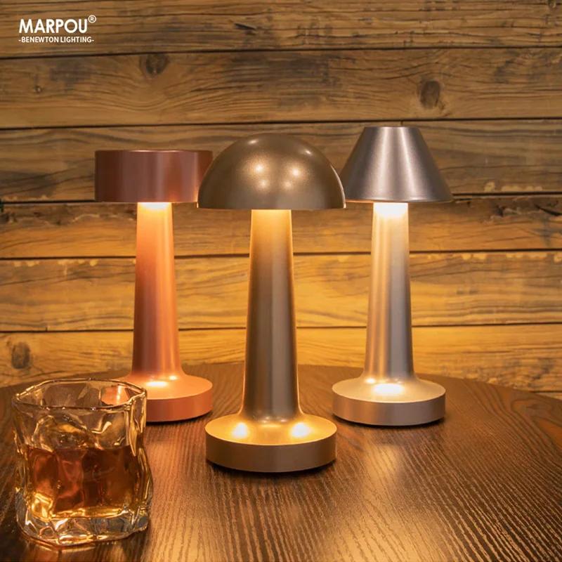 LED Table Light Metal Touch Desktop Decorative Lamp Rechargeable Night Lights For Bar Coffee Table Restaurant Decoration Light
