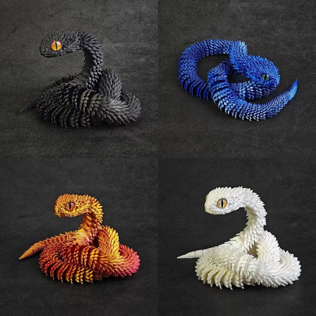 Stunning 3d Printed Snake Figurine With Articulated Joints And Lifelike Eyes For Unique Decor