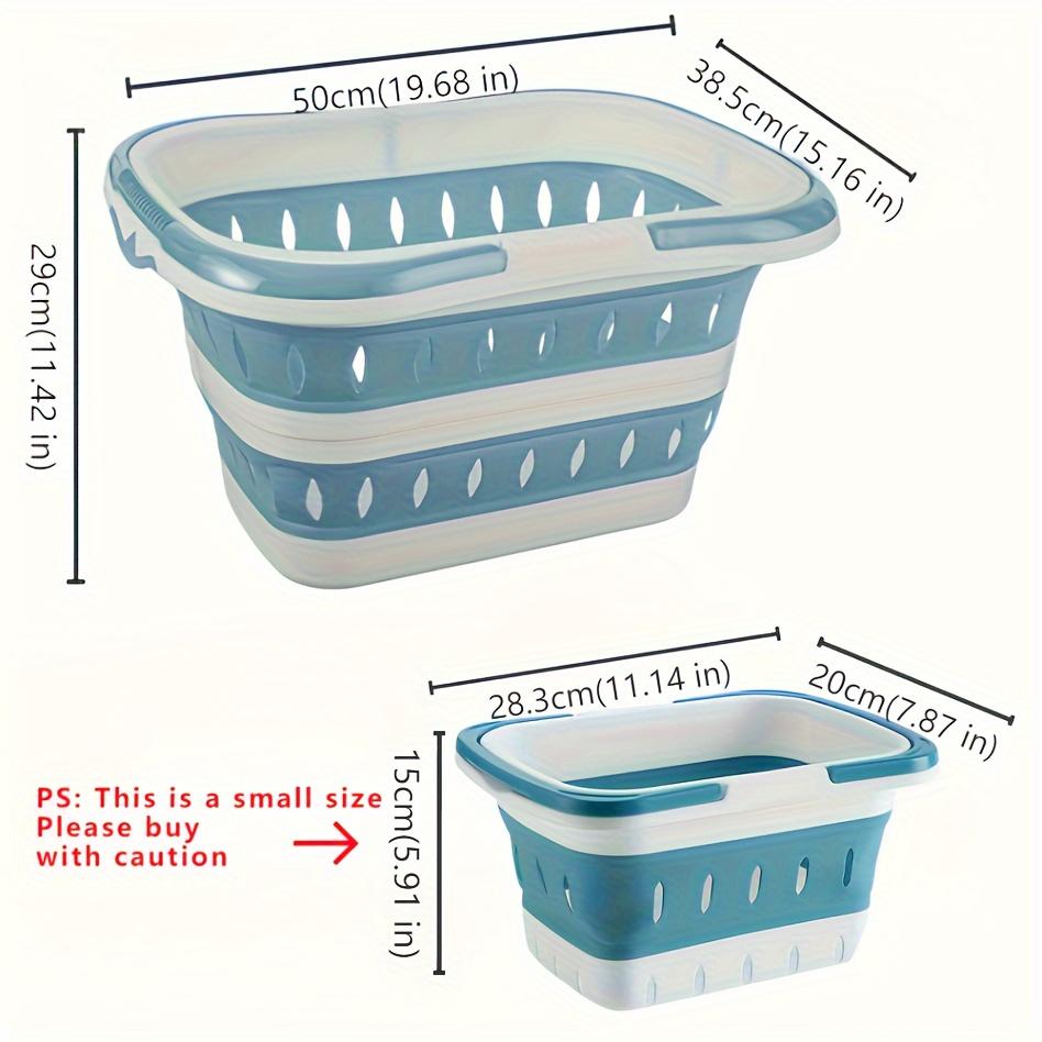 

Компактная складная корзина для белья - портативная складная пластиковая корзина для хранения с ручками для организации ванной комнаты и прачечной S синий