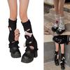 Aesthetic Vintage Ripped Hole Knitted Leg Warmer for Women Harajuku Streetwear Punk 3D Bloody Bear Leg Sleeve Cover