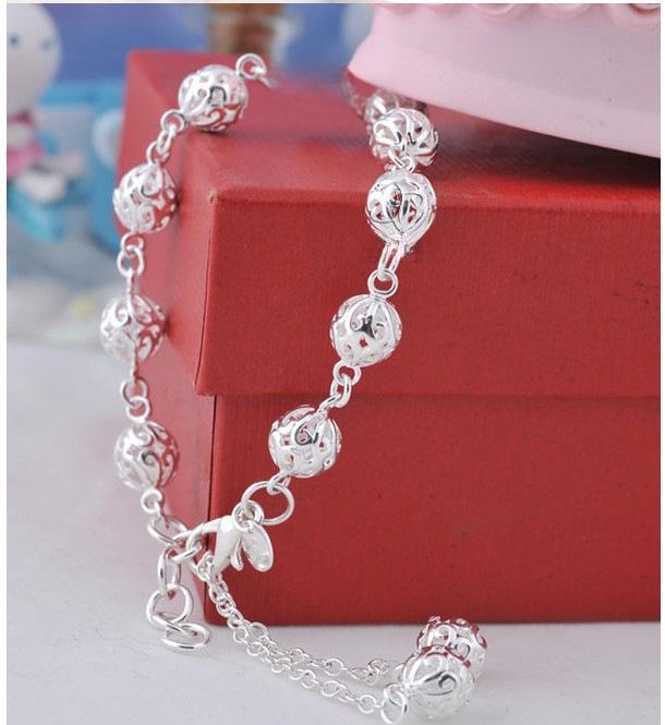 Bracelet Élégant Boule Creuse Argentée - Bijou Tendance Européen/Américain