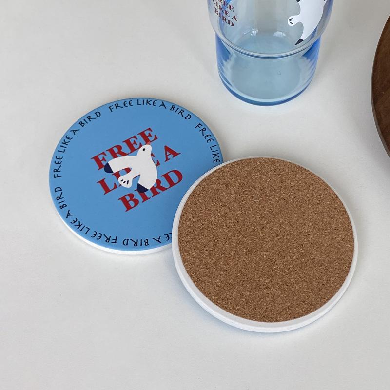 Premium Sense Niche Blue Bird Ceramic Coaster, Free Suction Coaster Like A Bird
