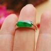 Simple Retro Natural Chalcedony Green Saddle Rings for Women Retro Fashion Rectangle Ring Adjustable Banquet Jewelry Gifts